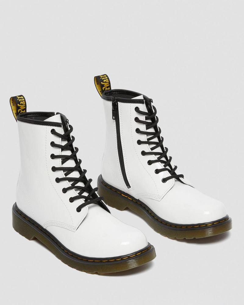 Dr Martens Youth 1460 Lak Leren Veterlaarzen Kinderen Wit | NL 114EBC